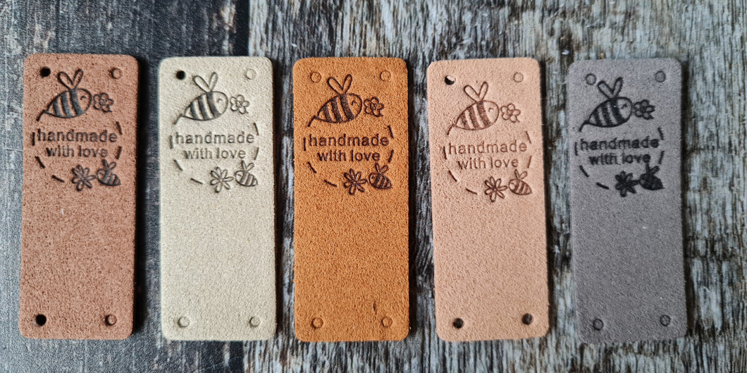 Garment tags.Bee Natural colours.Faux leather.