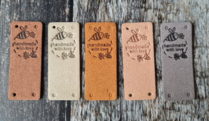 Garment tags.Bee Natural colours.Faux leather.