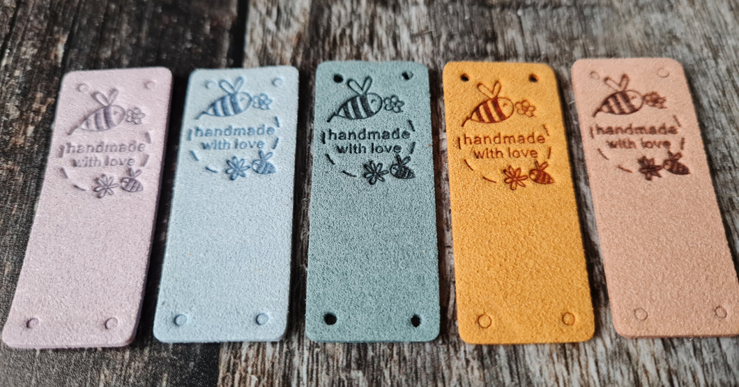 Garment tags.Colours Bee.Faux leather.