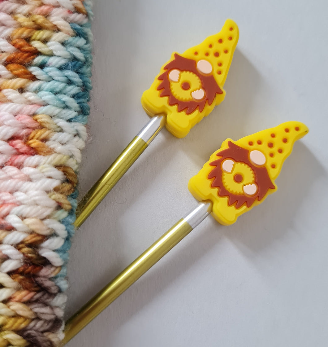 Knitting needle stoppers,Gnomes,donuts.