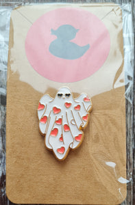 Pin badge,Pink ghost.