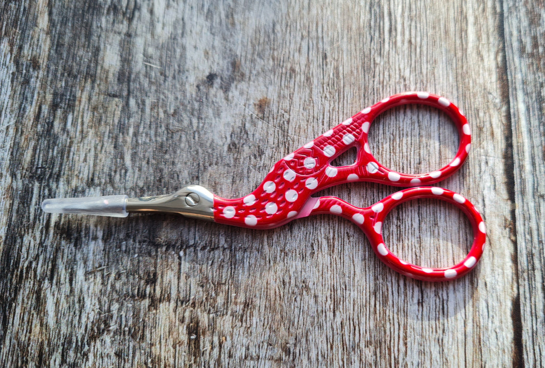 Scissors .Red polka dot.