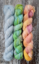 Load image into Gallery viewer, Mixed mini packs 3x 20g.Suri alpaca silk Blue/green/multi.Fluff pillow!