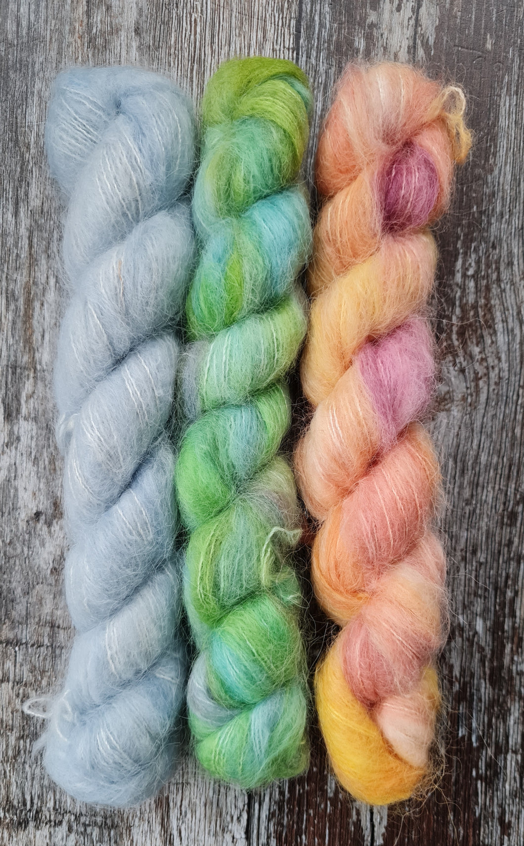 Mixed mini packs 3x 20g.Suri alpaca silk Blue/green/multi.Fluff pillow!