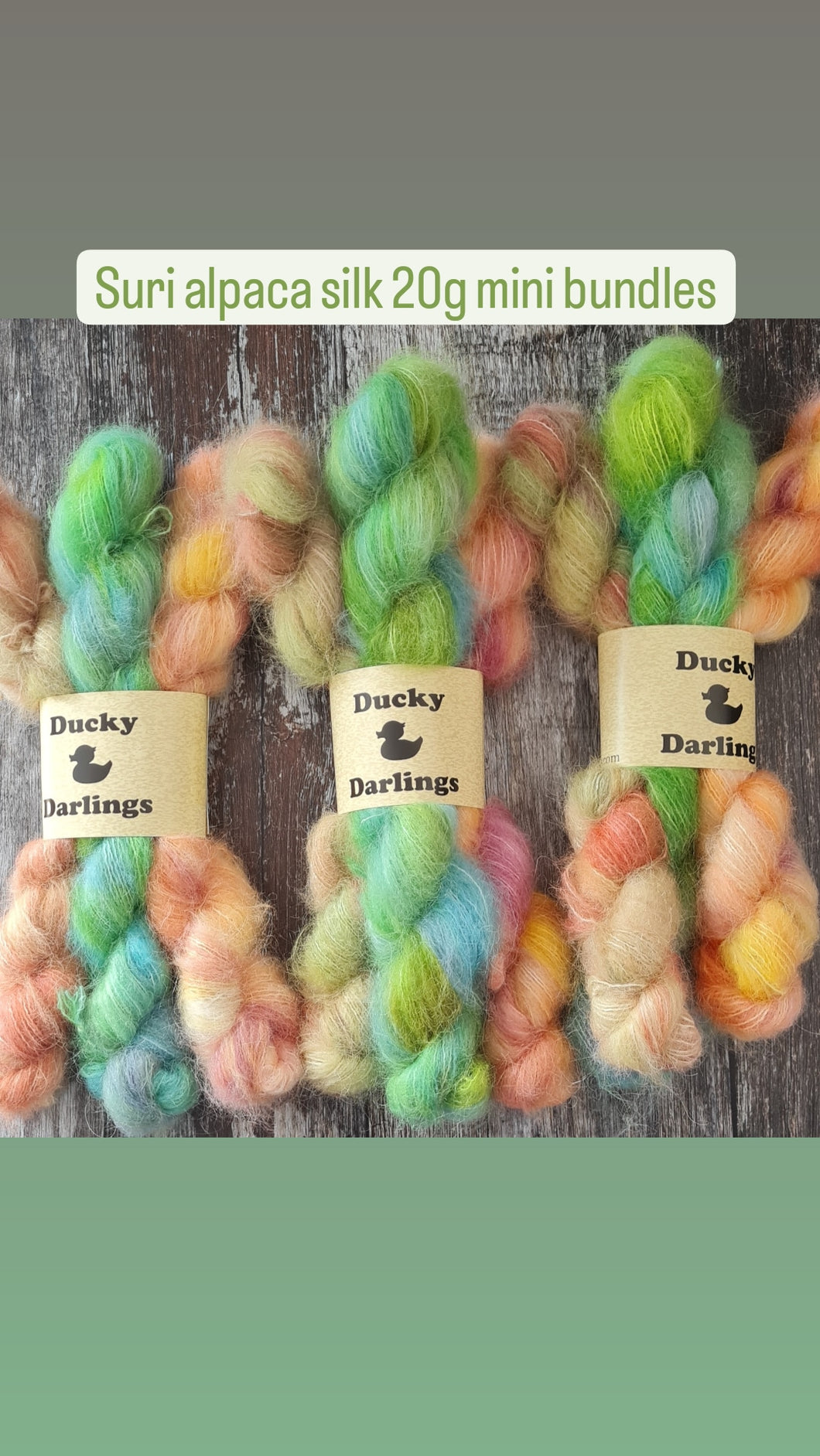 3x20g suri alpaca silk multicoloured minis pack.