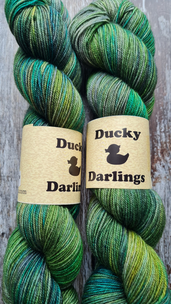 Ten green bottles, superwashed merino yak nylon